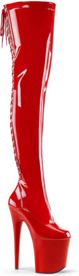 Pleaser FLAMINGO-3063 Plateau Overknee Laarzen Paaldans schoenen 44 Shoes Rood