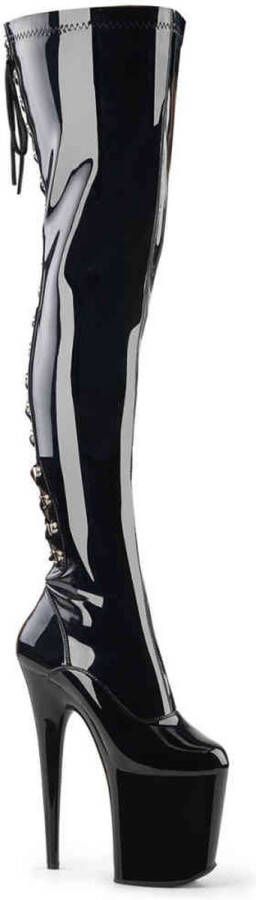 Pleaser FLAMINGO-3063 Plateau Overknee Laarzen Paaldans schoenen 44 Shoes Zwart - Foto 1