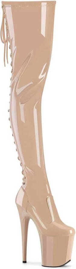 Pleaser FLAMINGO-3850 Plateau Overknee Laarzen 37 Shoes Huidskleur