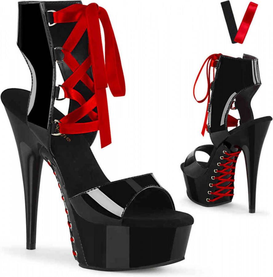 Pleaser Hoge hakken 42 Shoes DELIGHT 600 14FH Zwart Rood