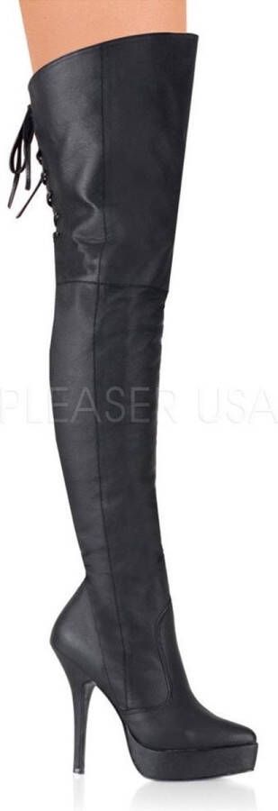 Pleaser INDULGE-3011 Plateau overknee Laarzen 41 Shoes Zwart