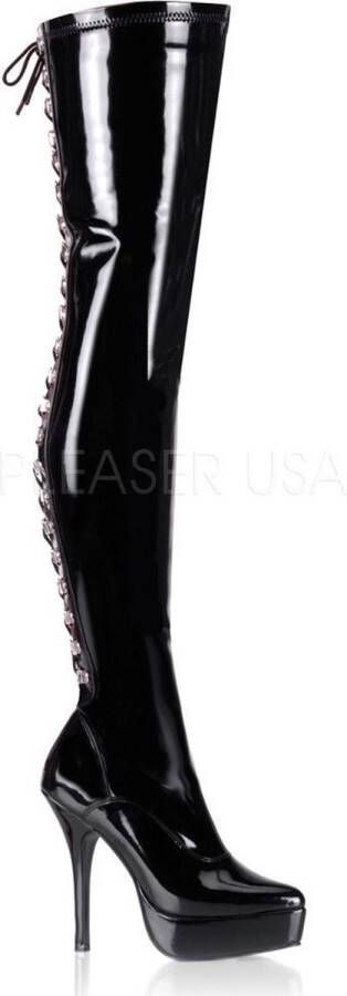 Pleaser INDULGE-3063 Plateau overknee Laarzen 39 Shoes Zwart