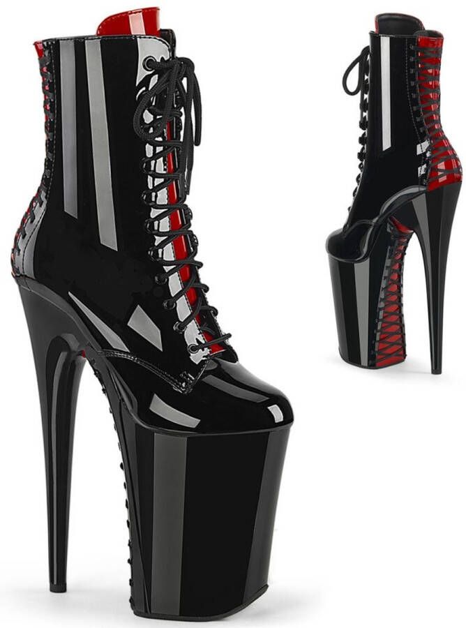 Pleaser INFINITY-1020FH Plateau Laarzen Paaldans schoenen 40 Shoes Zwart Rood
