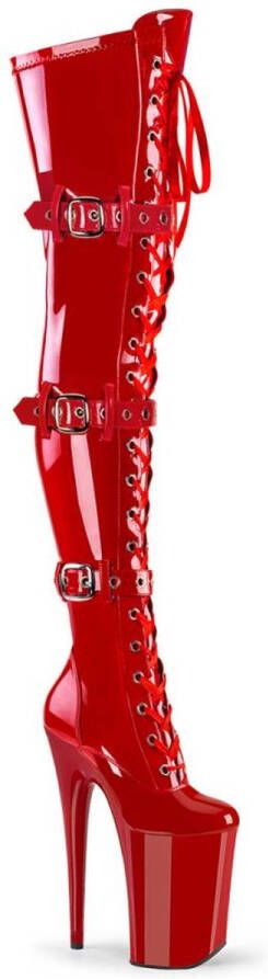 Pleaser INFINITY-3028 Plateau Overknee Laarzen 42 Shoes Rood