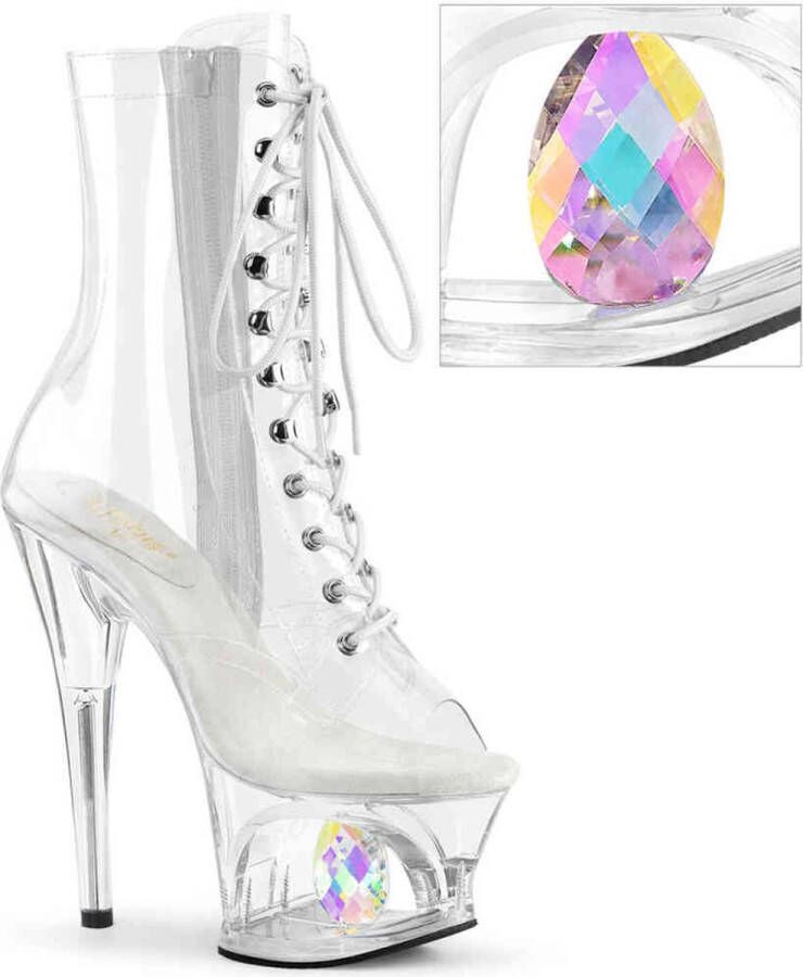 Pleaser MOON-1021 DIA Plateau Laarzen Paaldans schoenen 39 Shoes Transparant