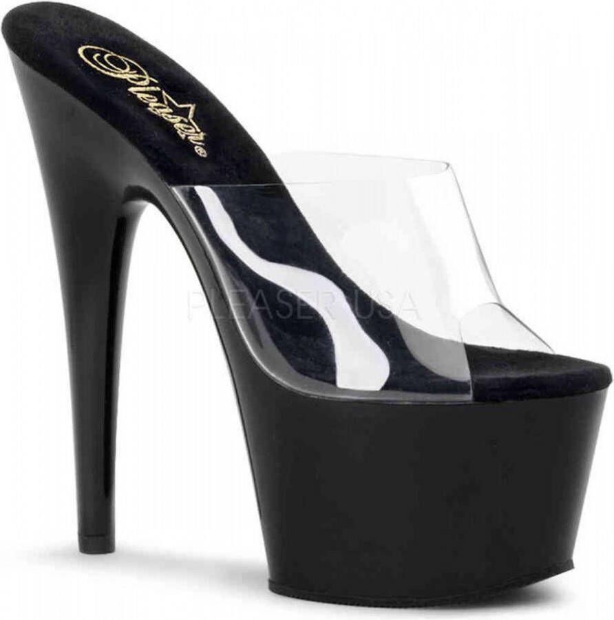 Pleaser Muiltjes 36 Shoes ADORE 701 Paaldans schoenen Zwart Transparant