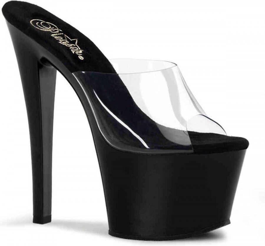 Pleaser Muiltjes 41 Shoes SKY 301 Paaldans schoenen Zwart Transparant