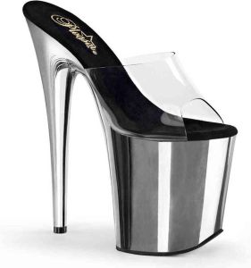 Pleaser Muiltjes FLAMINGO-801 Paaldans schoenen Zwart Chroomkleurig