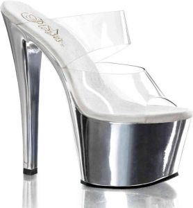 Pleaser Muiltjes SKY-302 Paaldans schoenen Chroomkleurig Zilverkleurig