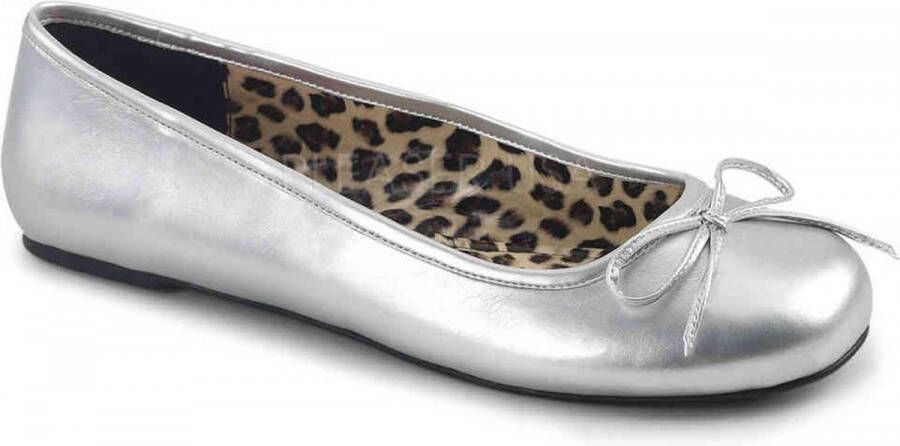 Pleaser Pink Label 5 = | ANNA 01 | Ballet Flat W Bow Accent. Silver
