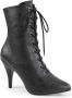 Pleaser Pink Label Dream-1020 korte laars met puntige neus en hak mat zwart - Thumbnail 1
