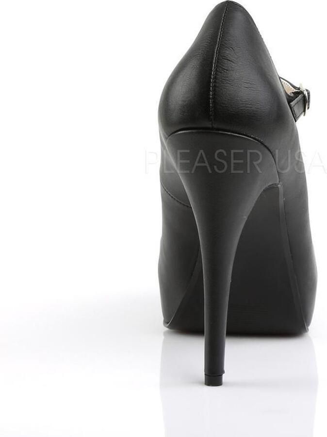 Pleaser Pink Label Chloe-02 plateau mary jane pump met stiletto hak mat zwart - Foto 3