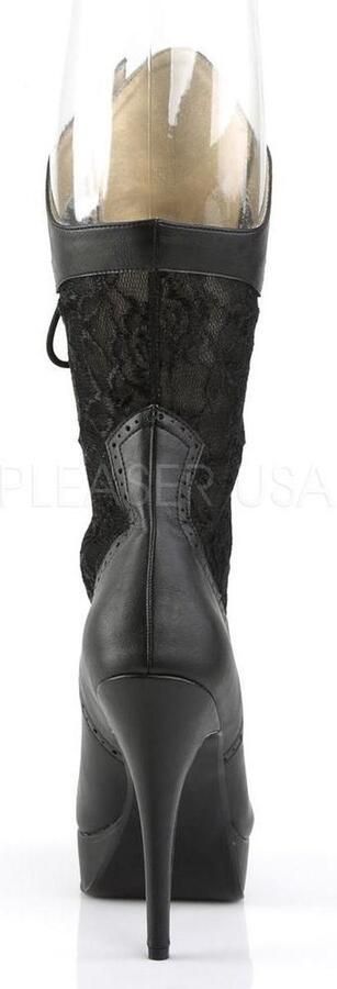 Pleaser Pink Label Chloe-115 plateau laars met kant en stiletto hak zwart Steampunk Victoriaans - Foto 7
