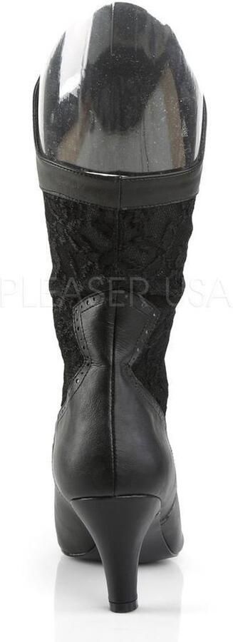 Pleaser Pink Label Divine-1050 laars met korte hak en kant mat zwart Steampunk Victoriaans - Foto 4