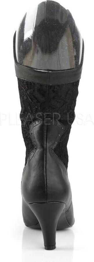 Pleaser Pink Label Divine-1050 laars met korte hak en kant mat zwart Steampunk Victoriaans - Foto 4