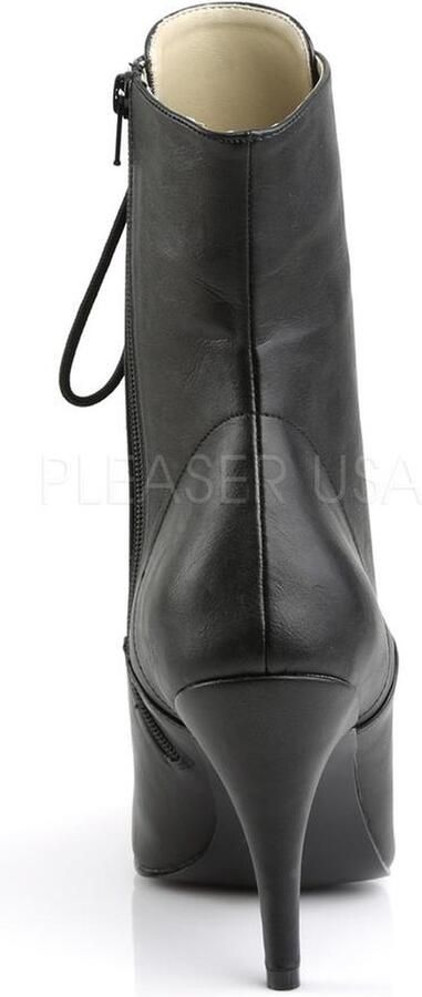 Pleaser Pink Label Dream-1020 korte laars met puntige neus en hak mat zwart