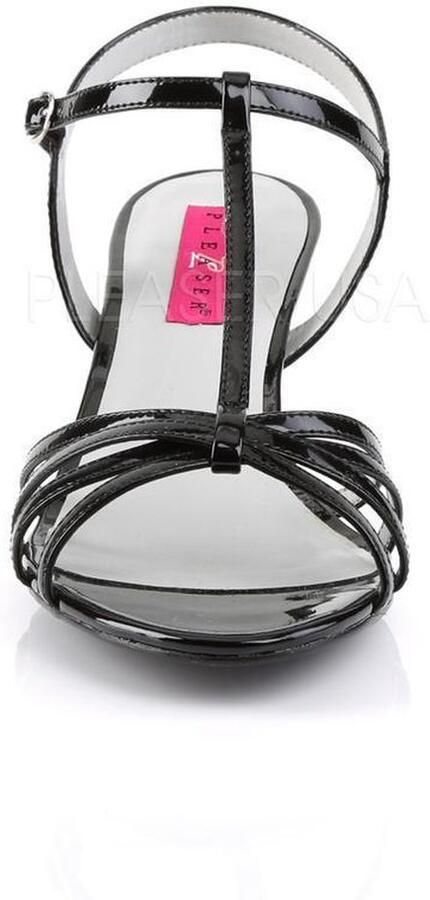 Pleaser Pink Label Kitten-06 lak sandaal met T-bandje en korte hak zwart - Foto 7