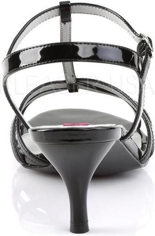 Pleaser Pink Label Kitten-06 lak sandaal met T-bandje en korte hak zwart = ) Pleaser Pink Labe