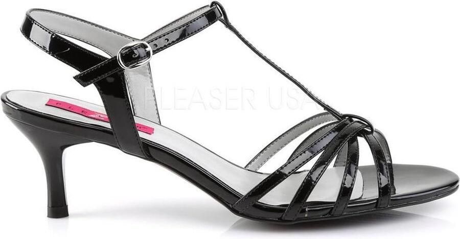 Pleaser Pink Label Kitten-06 lak sandaal met T-bandje en korte hak zwart = ) Pleaser Pink Labe - Foto 4