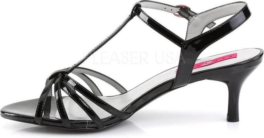 Pleaser Pink Label Kitten-06 lak sandaal met T-bandje en korte hak zwart = ) Pleaser Pink Labe - Foto 3