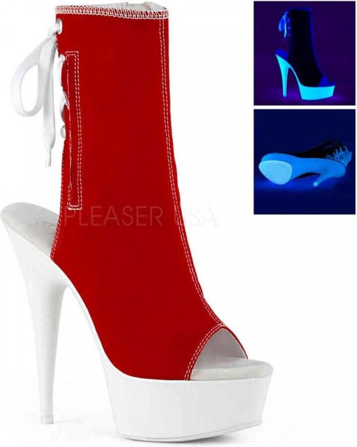 Pleaser Plateau Laarzen 36 Shoes DELIGHT 1018SK Rood Wit