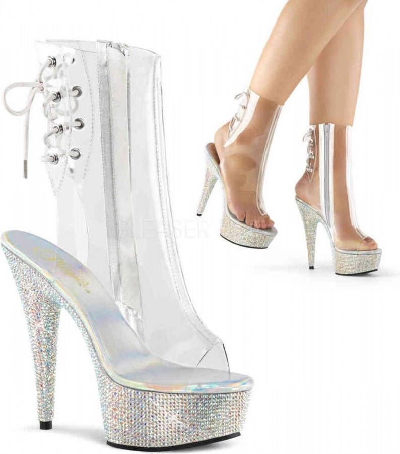 Pleaser Plateau Laarzen 38 Shoes BEJEWELED 1018DM 6 Zwart