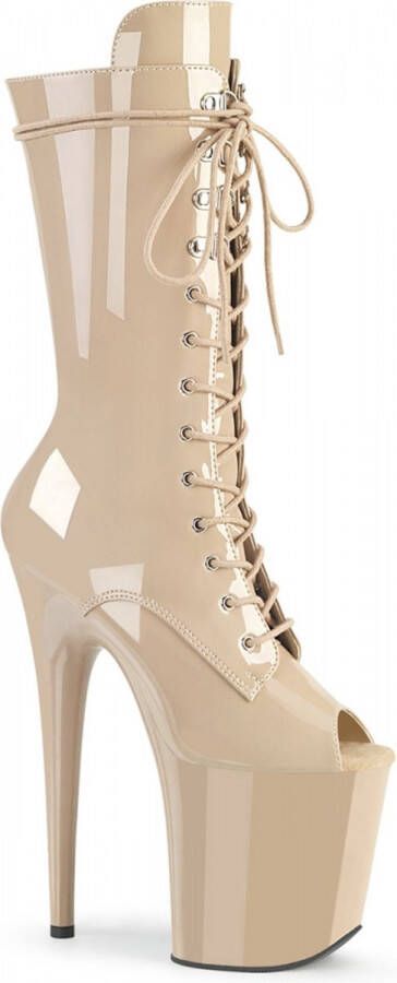 Pleaser Plateau Laarzen 38 Shoes FLAMINGO 1051 Paaldans schoenen Beige