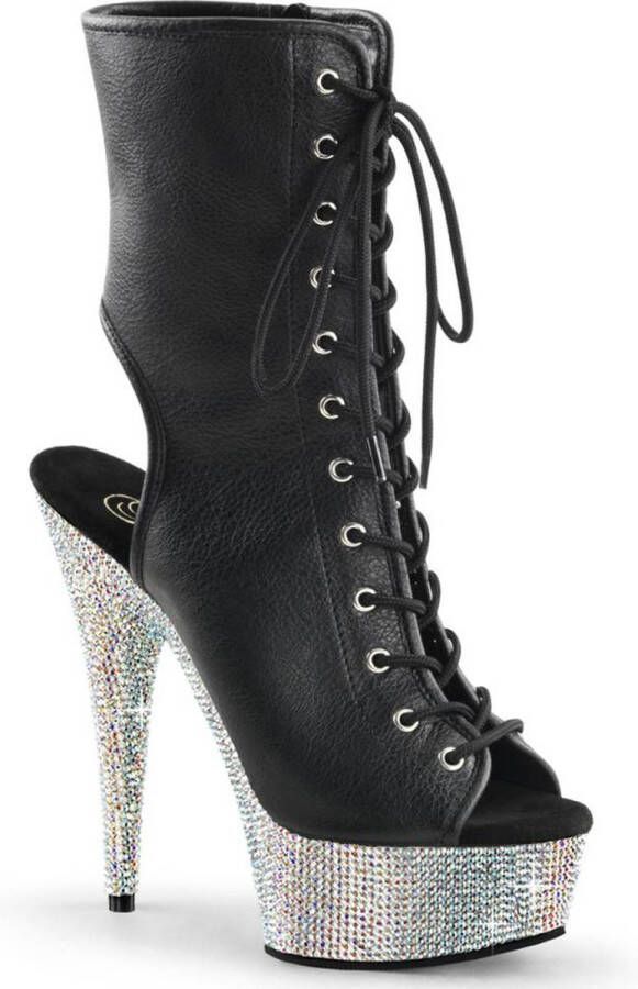 Pleaser Plateau Laarzen 45 Shoes BEJEWELED 1016 6 Zwart