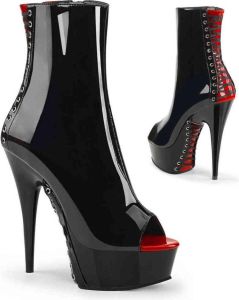 Pleaser Plateau Laarzen DELIGHT-1025 Zwart Rood