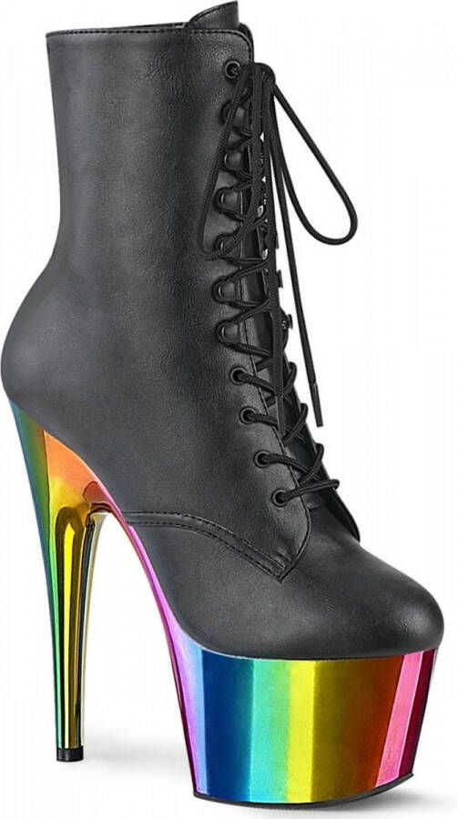 Pleaser Plateau Laarzen Paaldans schoenen 35 Shoes ADORE 1020RC Zwart Regenboog