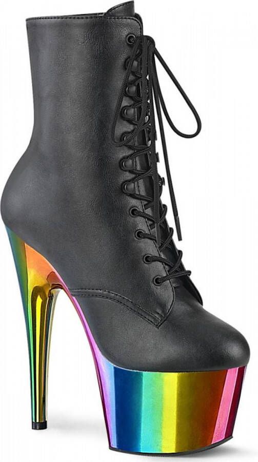 Pleaser ADORE-1020RC Plateau Laarzen Paaldans schoenen 36 Shoes Zwart Regenboog
