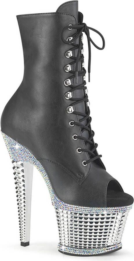 Pleaser Plateau Laarzen Paaldans schoenen 39 Shoes SPECTATOR 1021RS Zwart Zilverkleurig
