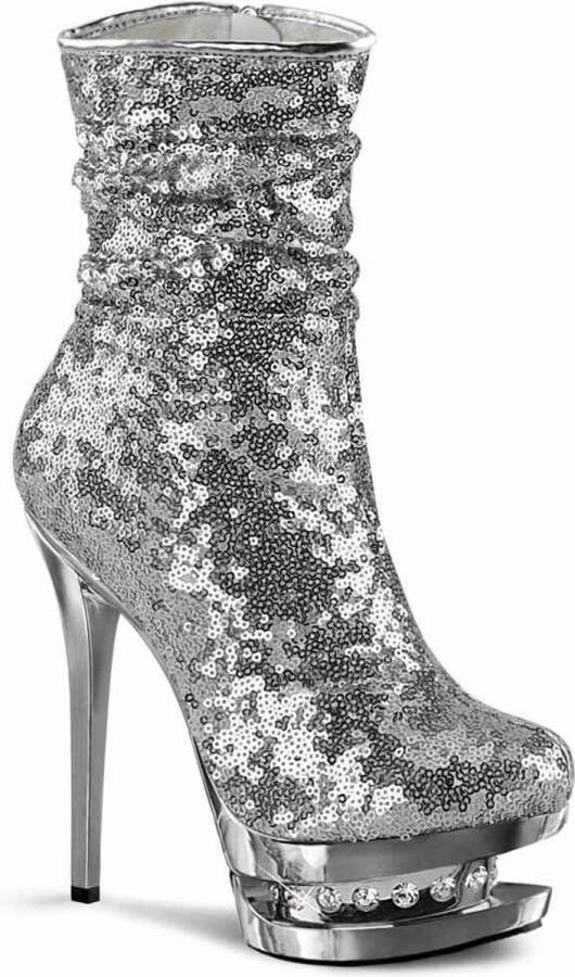 Pleaser BLONDIE-R-1009 Plateau Laarzen Paaldans schoenen Paaldans schoenen 36 Shoes Zilverkleurig