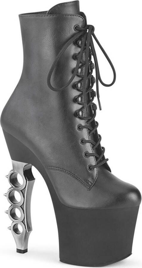 Pleaser Plateau Laarzen Paaldans schoenen 37 Shoes IRONGRIP 1020 Paaldans schoenen Zwart Zilverkleurig