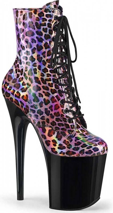 Pleaser Plateau Laarzen Paaldans schoenen 38 Shoes FLAMINGO 1020LP Paars Zwart
