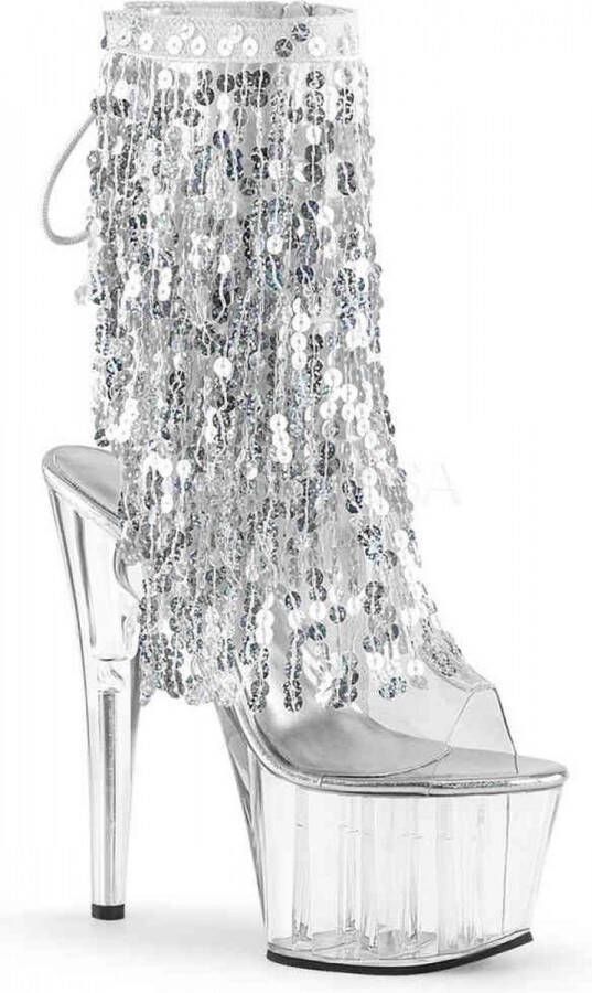 Pleaser Plateau Laarzen Paaldans schoenen 39 Shoes ADORE 1017SQF Paaldans schoenen Zilverkleurig