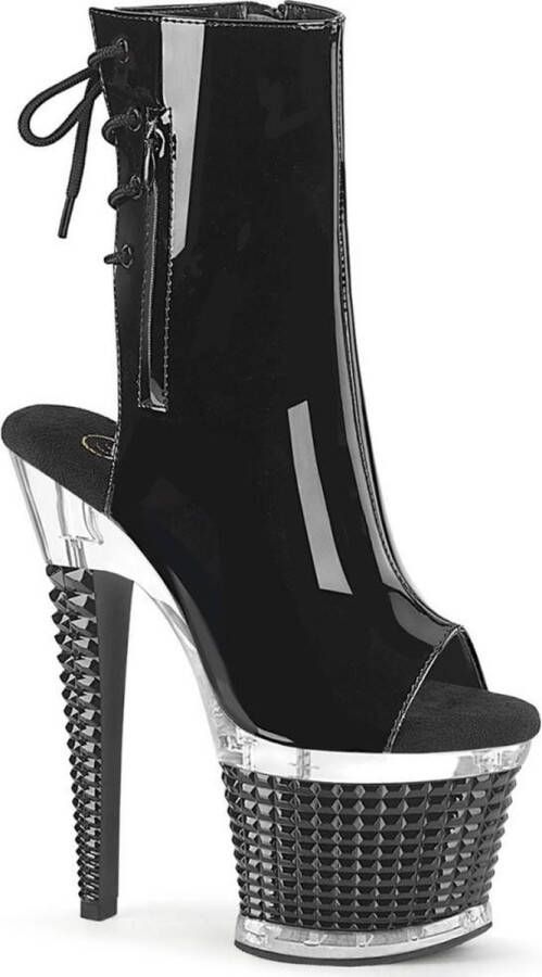 Pleaser SPECTATOR-1018 Plateau Laarzen Paaldans schoenen 39 Shoes Zwart Transparant