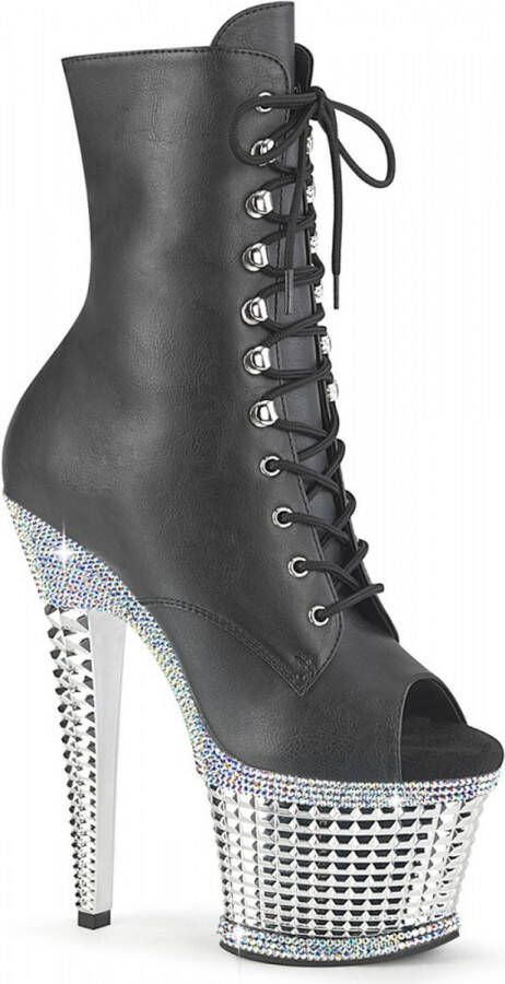 Pleaser Plateau Laarzen Paaldans schoenen 40 Shoes SPECTATOR 1021RS Zwart Zilverkleurig