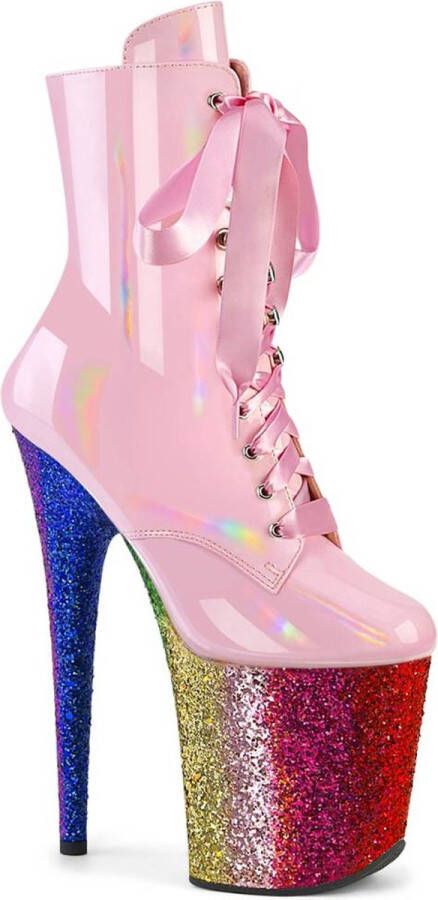 Pleaser Plateau Laarzen Paaldans schoenen 41 Shoes FLAMINGO 1020HG Roze Regenboog