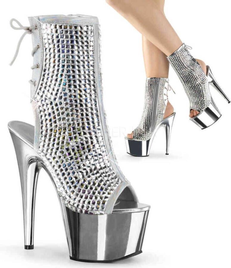Pleaser Plateau Laarzen Paaldans schoenen 36 Shoes ADORE 1018DCS Paaldans schoenen Zilverkleurig - Foto 1
