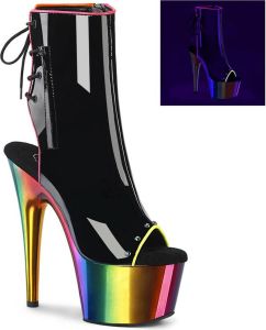 Pleaser Plateau Laarzen Paaldans schoenen ADORE-1018RC-02 Zwart Regenboog