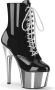 Pleaser ADORE-1020 Plateau Laarzen Paaldans schoenen Paaldans schoenen 35 Shoes Zwart Zilverkleurig - Thumbnail 1