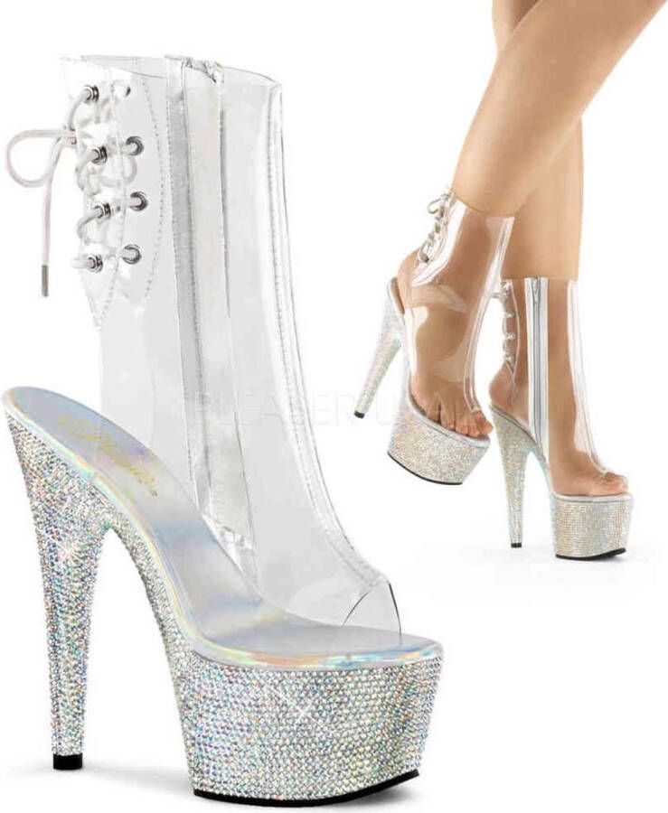 Pleaser Plateau Laarzen Paaldans schoenen 38 Shoes BEJEWELED 1018DM 7 Paaldans schoenen Transparant - Foto 1