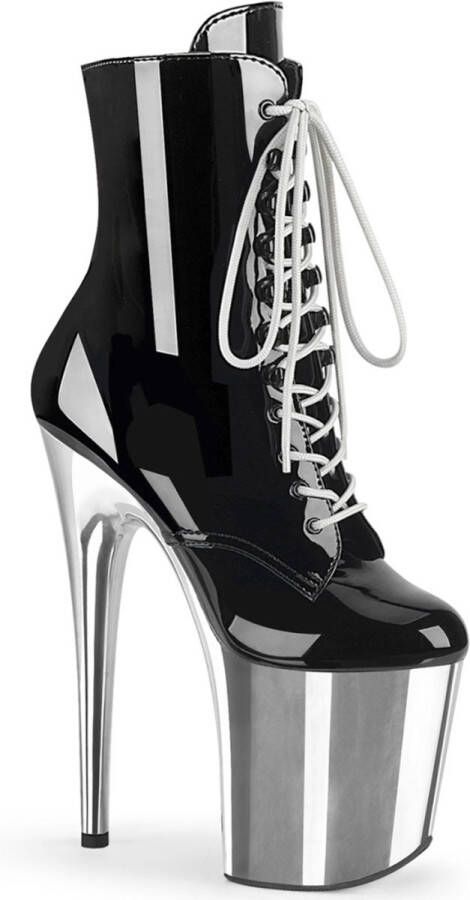 Pleaser Plateau Laarzen Paaldans schoenen 39 Shoes FLAMINGO 1020 Paaldans schoenen Zwart Zilverkleurig - Foto 1
