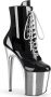 Pleaser FLAMINGO-1020 Plateau Laarzen Paaldans schoenen Paaldans schoenen 41 shoes Zwart Zilverkleurig - Thumbnail 1