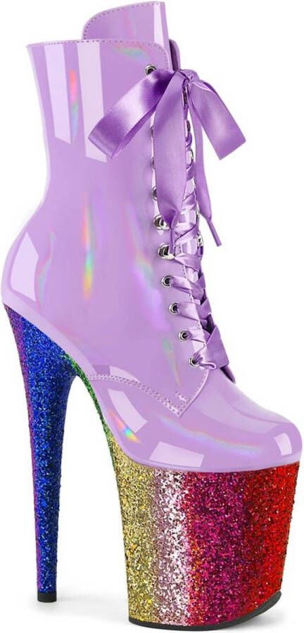 pleaser Plateau Laarzen Paaldans schoenen FLAMINGO-1020HG Paars Regenboog