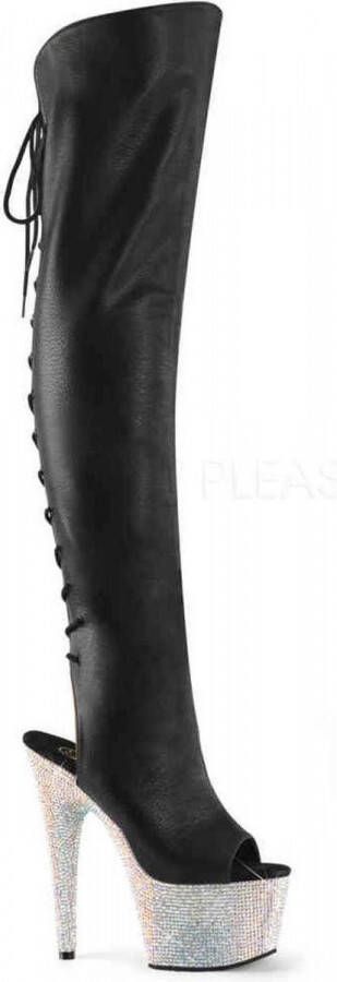 Pleaser Plateau Overknee Laarzen 37 Shoes BEJEWELED 3019DM 7 Paaldans schoenen Zwart