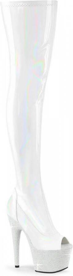 Pleaser Plateau Overknee Laarzen 38 Shoes BEJEWELED 3011 7 Wit