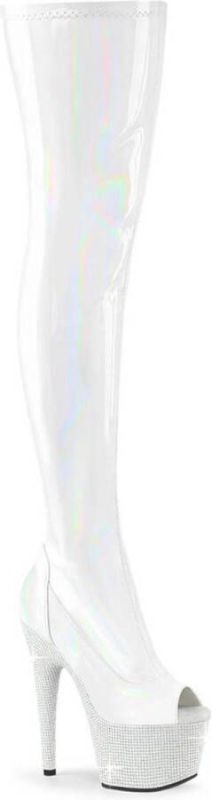 Pleaser BEJEWELED-3011-7 Plateau Overknee Laarzen 41 Shoes Wit