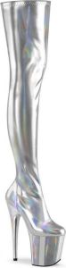 Pleaser Plateau Overknee Laarzen FLAMINGO-3000HWR Zilverkleurig
